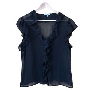 Metro 7 Cap Sleeve Sheer Ruffled Top size XL